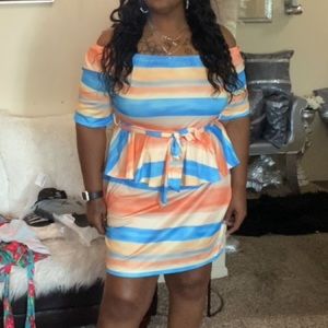 Striped Bandage Design Croci Knee Length Dress